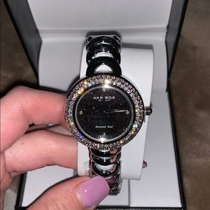 Akribos XXIV Women's Ceramic Ceramic Black Dial